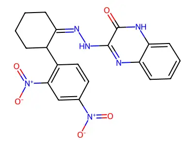 3-[2-[2-(2,4-dinitrophenyl)cyclohexylidene]hydrazinyl]-1H-quinoxalin-2-one structure
