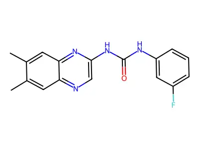 N-(6,7-dimethyl-2-quinoxalinyl)-N'-(3-fluorophenyl)urea structure