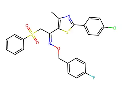 1-[2-(4-chlorophenyl)-4-methyl-1,3-thiazol-5-yl]-2-(phenylsulfonyl)-1-ethanone O-(4-fluorobenzyl)oxime structure