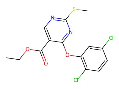 Ethyl 4-(2,5-dichlorophenoxy)-2-(methylsulfanyl)-5-pyrimidinecarboxylate structure