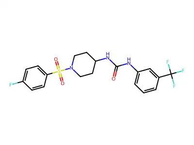 N-{1-[(4-fluorophenyl)sulfonyl]-4-piperidinyl}-N'-[3-(trifluoromethyl)phenyl]urea structure
