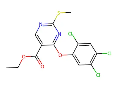 Ethyl 2-(methylsulfanyl)-4-(2,4,5-trichlorophenoxy)-5-pyrimidinecarboxylate structure