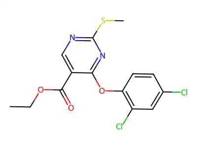 Ethyl 4-(2,4-dichlorophenoxy)-2-(methylsulfanyl)-5-pyrimidinecarboxylate structure