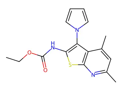 ethyl N-[4,6-dimethyl-3-(1H-pyrrol-1-yl)thieno[2,3-b]pyridin-2-yl]carbamate structure