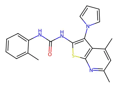 N-[4,6-dimethyl-3-(1H-pyrrol-1-yl)thieno[2,3-b]pyridin-2-yl]-N'-(2-methylphenyl)urea structure