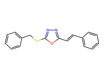 2-Benzylsulfanyl-5-(2-phenylethenyl)-1,3,4-oxadiazole structure