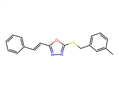 2-[(3-Methylphenyl)methylsulfanyl]-5-(2-phenylethenyl)-1,3,4-oxadiazole structure