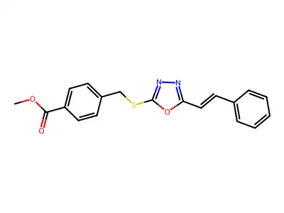 Methyl 4-[[5-(2-phenylethenyl)-1,3,4-oxadiazol-2-yl]sulfanylmethyl]benzoate structure