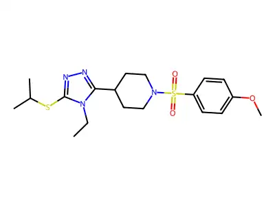 4-[4-ethyl-5-(isopropylsulfanyl)-4H-1,2,4-triazol-3-yl]-1-[(4-methoxyphenyl)sulfonyl]piperidine structure