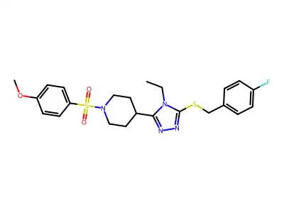 4-{4-ethyl-5-[(4-fluorobenzyl)sulfanyl]-4H-1,2,4-triazol-3-yl}-1-[(4-methoxyphenyl)sulfonyl]piperidine structure