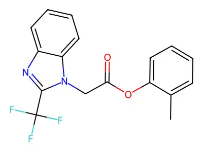2-methylphenyl 2-[2-(trifluoromethyl)-1H-1,3-benzimidazol-1-yl]acetate structure