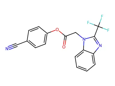 4-cyanophenyl 2-[2-(trifluoromethyl)-1H-1,3-benzimidazol-1-yl]acetate structure