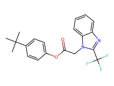 4-(tert-butyl)phenyl 2-[2-(trifluoromethyl)-1H-1,3-benzimidazol-1-yl]acetate structure