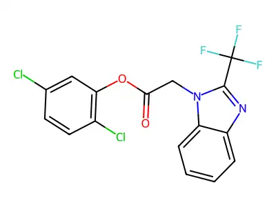 2,5-dichlorophenyl 2-[2-(trifluoromethyl)-1H-1,3-benzimidazol-1-yl]acetate structure