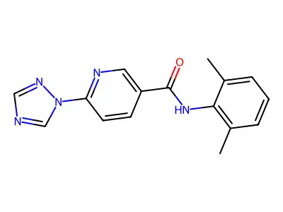 N-(2,6-dimethylphenyl)-6-(1H-1,2,4-triazol-1-yl)nicotinamide structure