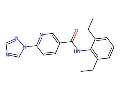 N-(2,6-diethylphenyl)-6-(1H-1,2,4-triazol-1-yl)nicotinamide structure