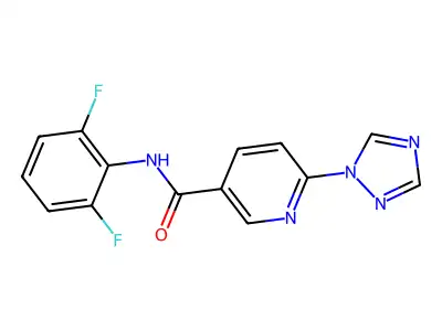 N-(2,6-difluorophenyl)-6-(1H-1,2,4-triazol-1-yl)nicotinamide structure