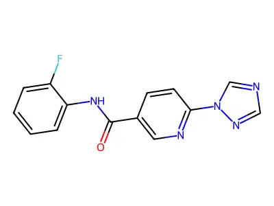 N-(2-fluorophenyl)-6-(1H-1,2,4-triazol-1-yl)nicotinamide structure