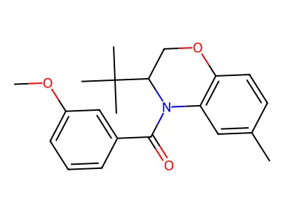 [3-(tert-butyl)-6-methyl-2,3-dihydro-4H-1,4-benzoxazin-4-yl](3-methoxyphenyl)methanone structure