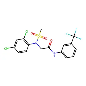 2-[2,4-dichloro(methylsulfonyl)anilino]-N-[3-(trifluoromethyl)phenyl]acetamide structure
