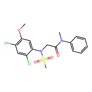 2-[2,4-dichloro-5-methoxy(methylsulfonyl)anilino]-N-methyl-N-phenylacetamide structure