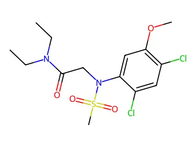 2-[2,4-dichloro-5-methoxy(methylsulfonyl)anilino]-N,N-diethylacetamide structure