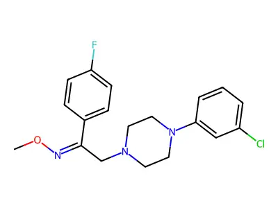2-[4-(3-chlorophenyl)piperazin-1-yl]-1-(4-fluorophenyl)-N-methoxyethanimine structure