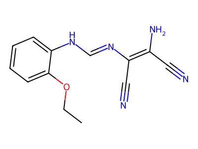 N'-(2-amino-1,2-dicyanoeth-1-en-1-yl)-N-(2-ethoxyphenyl)methanimidamide structure