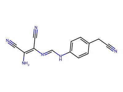 N'-(2-amino-1,2-dicyanoethenyl)-N-[4-(cyanomethyl)phenyl]methanimidamide structure