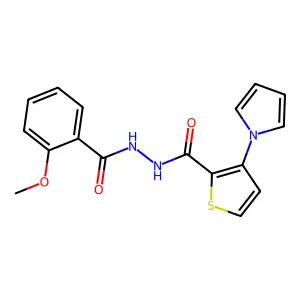 N'-(2-methoxybenzoyl)-3-(1H-pyrrol-1-yl)-2-thiophenecarbohydrazide structure