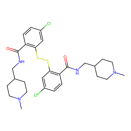 2,2'-Dithiobis(4-chloro-N-((1-methyl-4-piperidyl)methyl)benzamide) structure