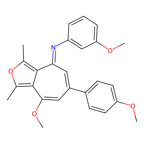 4-methoxy-N-(3-methoxyphenyl)-6-(4-methoxyphenyl)-1,3-dimethylcyclohepta[c]furan-8-imine structure