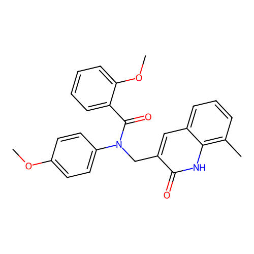 2-methoxy-N-(4-methoxyphenyl)-N-[(8-methyl-2-oxo-1H-quinolin-3-yl)methyl]benzamide structure