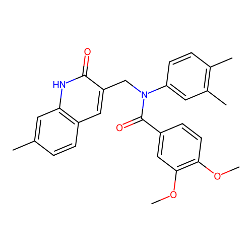 N-(3,4-dimethylphenyl)-3,4-dimethoxy-N-[(7-methyl-2-oxo-1H-quinolin-3-yl)methyl]benzamide structure