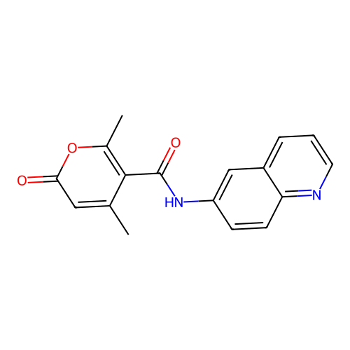 2,4-dimethyl-6-oxo-N-quinolin-6-ylpyran-3-carboxamide structure
