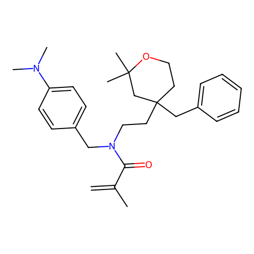 N-[2-(4-benzyl-2,2-dimethyltetrahydro-2H-pyran-4-yl)ethyl]-N-[4-(dimethylamino)benzyl]-2-methylprop-2-enamide structure