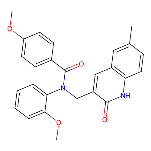 4-methoxy-N-(2-methoxyphenyl)-N-[(6-methyl-2-oxo-1H-quinolin-3-yl)methyl]benzamide structure
