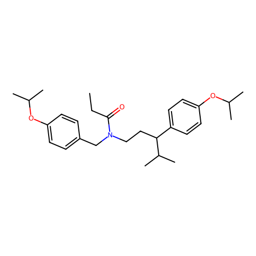 N-(4-isopropoxybenzyl)-N-(3-(4-isopropoxyphenyl)-4-methylpentyl)propionamide structure