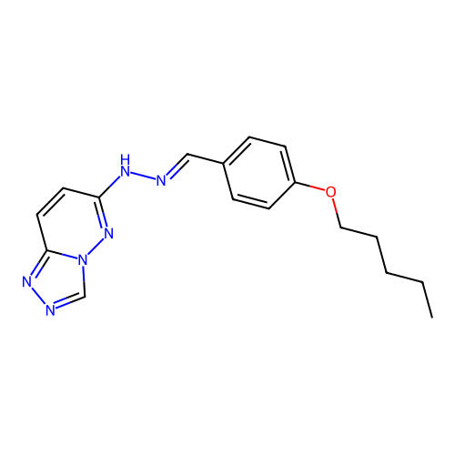 6-{(2E)-2-[4-(pentyloxy)benzylidene]hydrazinyl}[1,2,4]triazolo[4,3-b]pyridazine structure