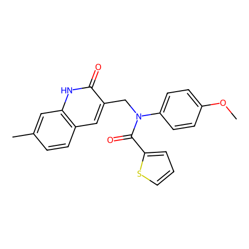 N-((2-hydroxy-7-methylquinolin-3-yl)methyl)-N-(4-methoxyphenyl)thiophene-2-carboxamide structure