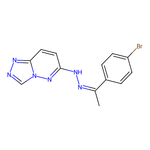 (Z)-6-(2-(1-(4-bromophenyl)ethylidene)hydrazinyl)-[1,2,4]triazolo[4,3-b]pyridazine structure