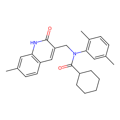 N-(2,5-dimethylphenyl)-N-((2-hydroxy-7-methylquinolin-3-yl)methyl)cyclohexanecarboxamide structure