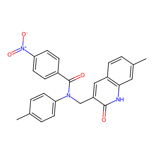 N-[(7-methyl-2-oxo-1H-quinolin-3-yl)methyl]-N-(4-methylphenyl)-4-nitrobenzamide structure