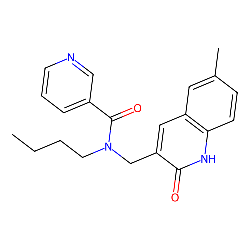 N-butyl-N-[(6-methyl-2-oxo-1H-quinolin-3-yl)methyl]pyridine-3-carboxamide structure
