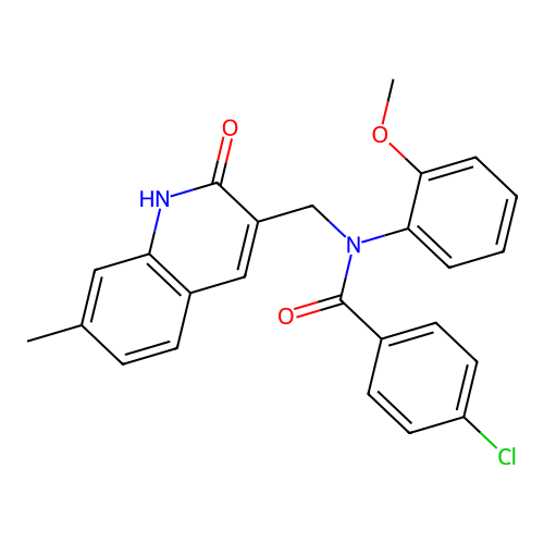 4-chloro-N-((2-hydroxy-7-methylquinolin-3-yl)methyl)-N-(2-methoxyphenyl)benzamide structure