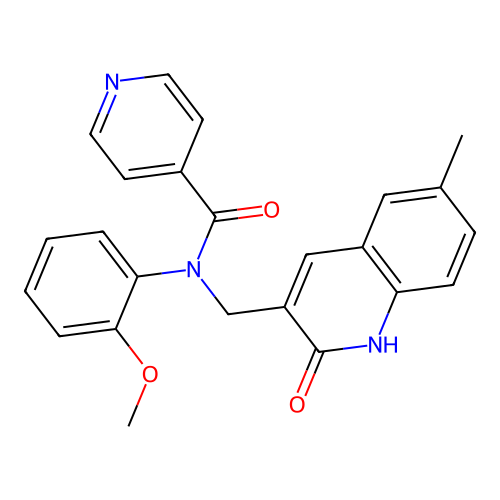 N-((2-hydroxy-6-methylquinolin-3-yl)methyl)-N-(2-methoxyphenyl)isonicotinamide structure