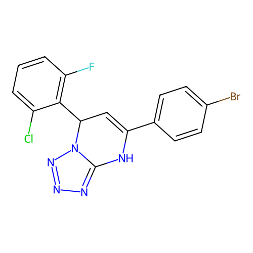 5-(4-bromophenyl)-7-(2-chloro-6-fluorophenyl)-1,7-dihydrotetrazolo[1,5-a]pyrimidine structure