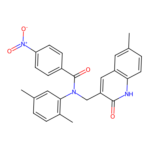 N-(2,5-dimethylphenyl)-N-((2-hydroxy-6-methylquinolin-3-yl)methyl)-4-nitrobenzamide structure