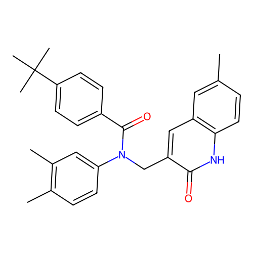 4-(tert-butyl)-N-(3,4-dimethylphenyl)-N-((2-hydroxy-6-methylquinolin-3-yl)methyl)benzamide structure