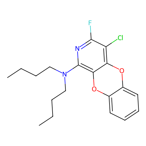 N,N-dibutyl-4-chloro-3-fluoro[1,4]benzodioxino[2,3-c]pyridin-1-amine structure